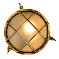 Lucide Dudley wandlamp binnen buiten rond 220mm E27 40W IP65 mat goud messing retro stijl