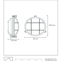 Lucide Dudley wandlamp binnen buiten rond 220mm E27 40W IP65 mat goud messing retro stijl