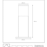 Lucide Fedor borne d’éclairage extérieur, douille E27, IP44, acier inoxydable noir, hauteur 490mm
