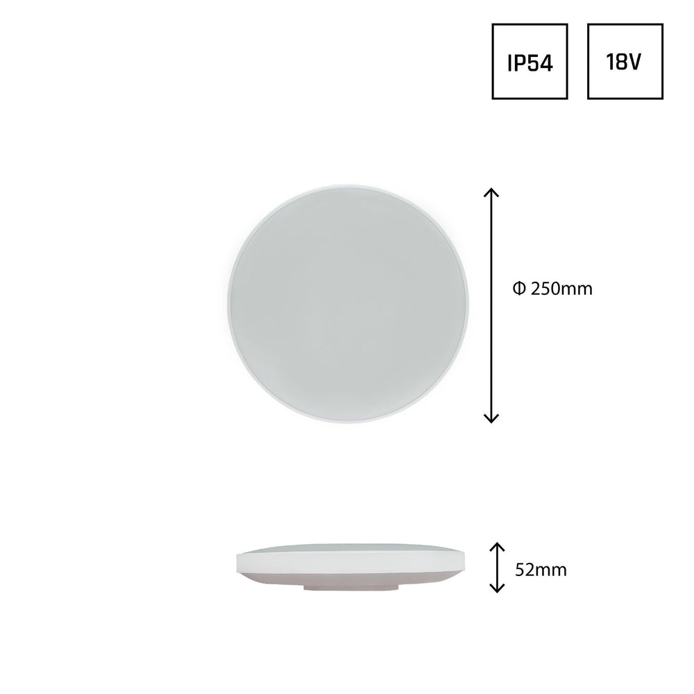 LED plafonnière Nymphea IP54 - 18W 2050lm - Lichtkleur optioneel - bewegings- en schemasensor