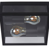 Lucide DUKAN Plafonnier LED Noir, 2xE27, IP65, aluminium moulé sous pression, 220x220mm intérieur extérieur