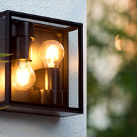 Lucide DUKAN Plafonnier LED Noir, 2xE27, IP65, aluminium moulé sous pression, 220x220mm intérieur extérieur