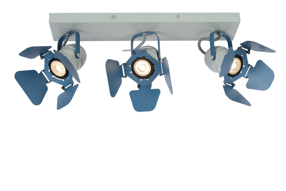 Lucide picto 3xGU10 plafonnier LED bleu pour chambre d'enfant
