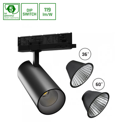 Spectrum LED Railspot Zwart 3-Fase 25W 4000K 2650 lumen 36° Bundel IP20 Aluminium Behuizing