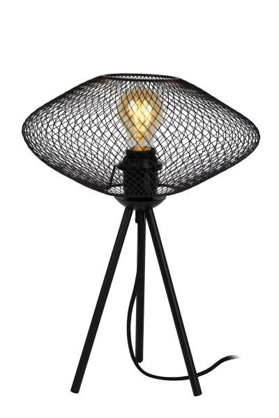 Lampe de table Lucide en maille noire 30 cm 1xE27 LED 220-240V