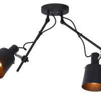 Spot plafond Lucide QUINNY 2xE27 Acier noir, orientable et inclinable, IP20 éclairage intérieur style industriel