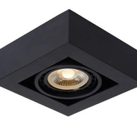 Lucide ZEFIX spot LED de plafond, dim to warm, GU10 12W 2200K-3000K, orientable, carré, Noir, IP20