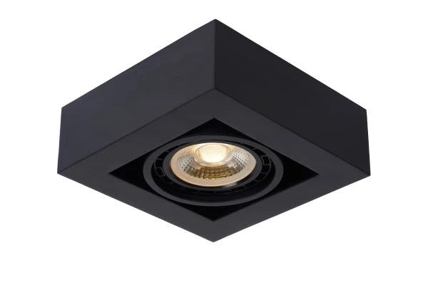 Lucide ZEFIX spot LED de plafond, dim to warm, GU10 12W 2200K-3000K, orientable, carré, Noir, IP20
