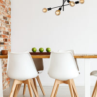 Lucide LESTER plafondlamp, 6xE27 fittingen, 220-240V, dimbaar, modern metalen design in Mat Zwart, IP20