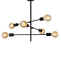 Lucide LESTER plafondlamp, 6xE27 fittingen, 220-240V, dimbaar, modern metalen design in Mat Zwart, IP20
