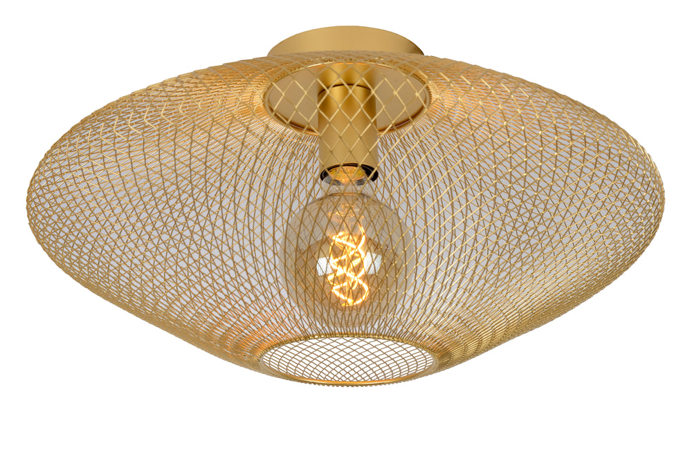 Plafonnier Lucide MESH, 1xE27, 40W max, IP20, métal Sandy Gold, 450x450x240mm design moderne