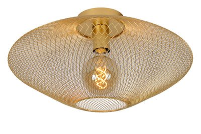 Lucide MESH plafondlamp, 1xE27, 40W max, IP20, Sandy Gold metaal, 450x450x240mm modern design