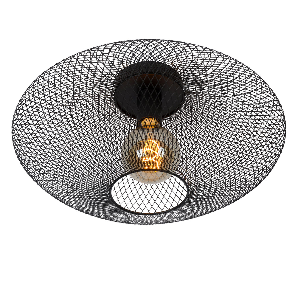 Plafonnier Lucide MESH Ø45cm, douille E27, 220-240V, 40W max, métal noir mat, design moderne IP20