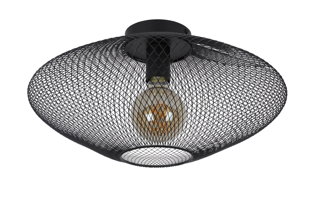 Plafonnier Lucide MESH Ø45cm, douille E27, 220-240V, 40W max, métal noir mat, design moderne IP20