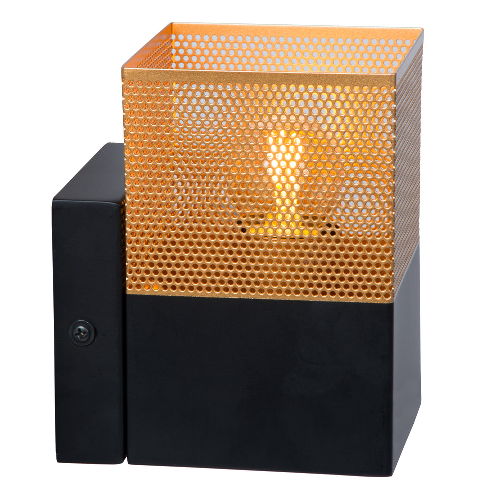 Lucide RENATE wandlamp, 1xE27 fitting, 40W max, metaal, mat zwart en goud, 220-240V, IP20