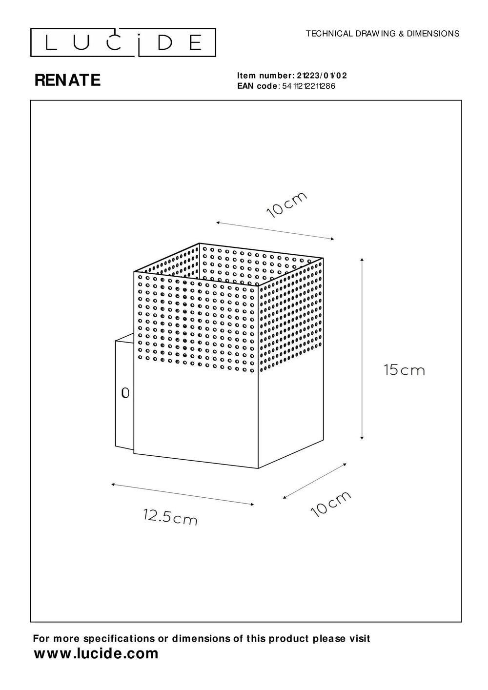 Lucide RENATE wandlamp, 1xE27 fitting, 40W max, metaal, mat zwart en goud, 220-240V, IP20