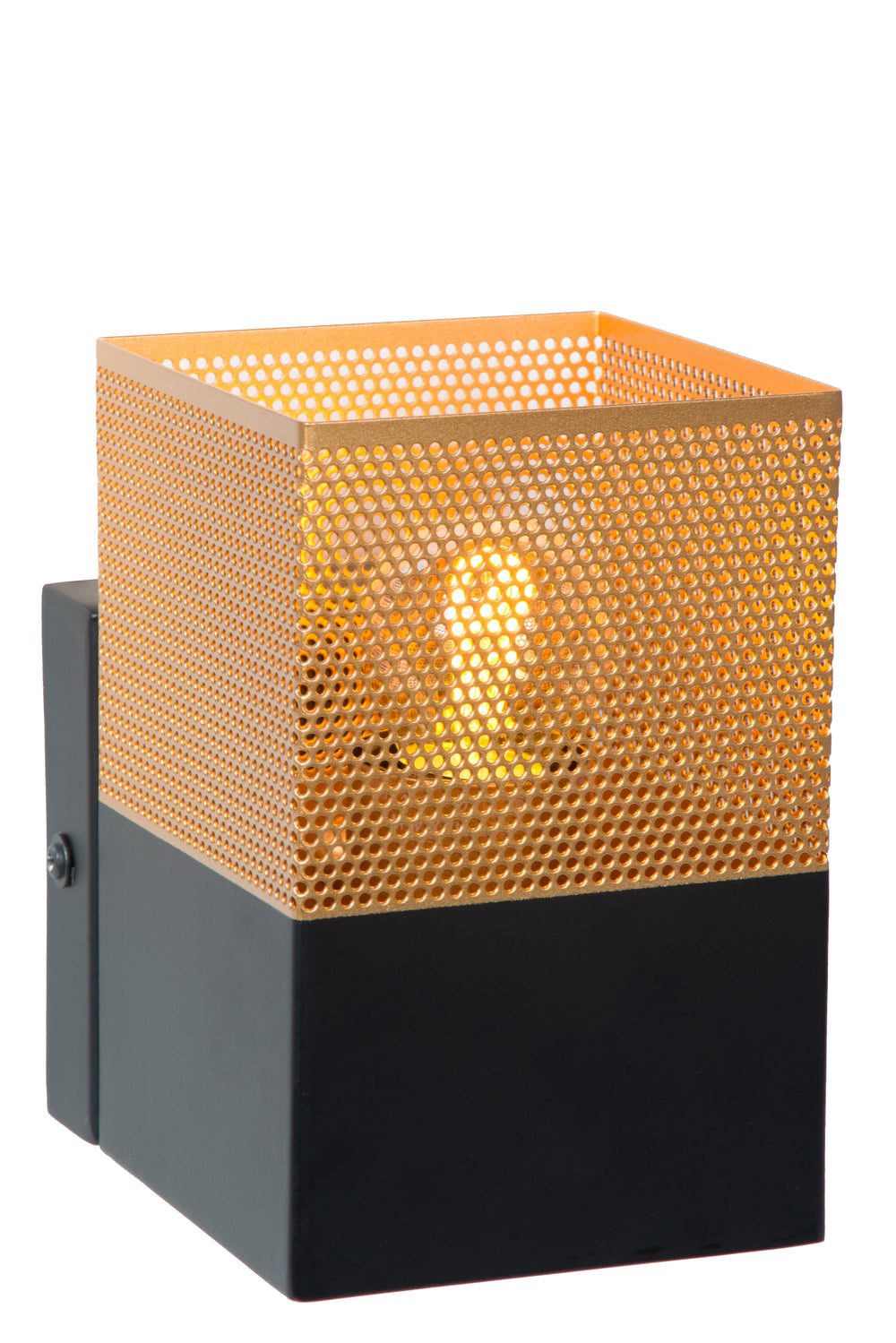 Lucide RENATE wandlamp, 1xE27 fitting, 40W max, metaal, mat zwart en goud, 220-240V, IP20