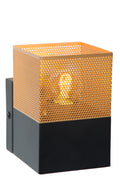 Lucide RENATE wandlamp, 1xE27 fitting, 40W max, metaal, mat zwart en goud, 220-240V, IP20