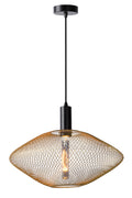 Lucide Mesh hanglamp 45 cm, E27 fitting, verstelbare hoogte, metaal in matzwart en zandgoud, IP20