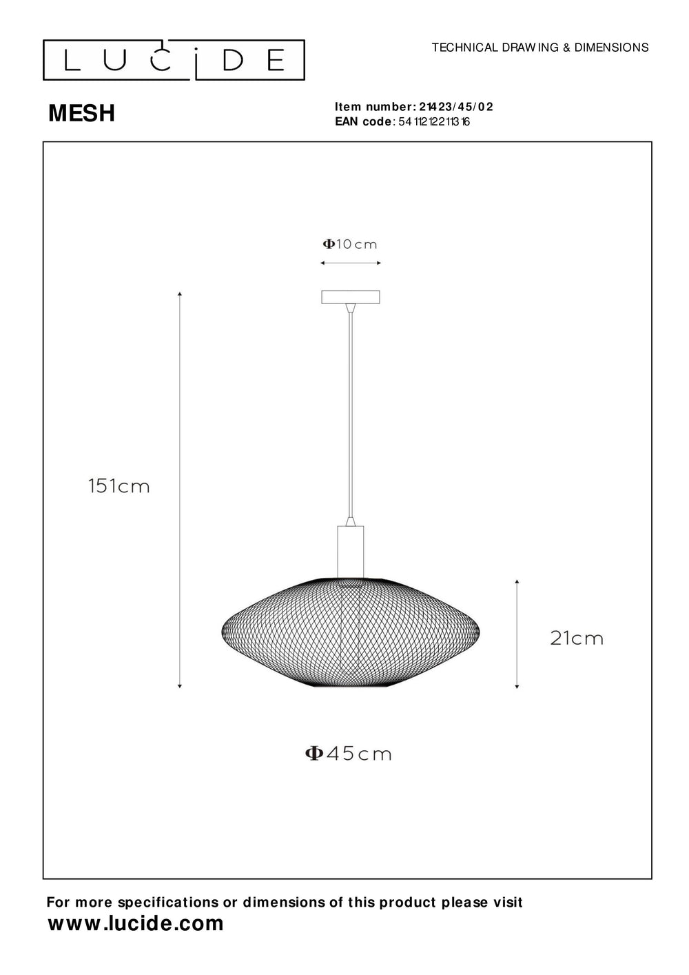 Lucide Mesh hanglamp 45 cm, E27 fitting, verstelbare hoogte, metaal in matzwart en zandgoud, IP20