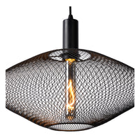 Lucide MESH moderne hanglamp, metalen ovale kap, E27 fitting, max 40W, mat zwart, in hoogte verstelbaar