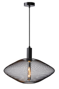 Lucide MESH moderne hanglamp, metalen ovale kap, E27 fitting, max 40W, mat zwart, in hoogte verstelbaar