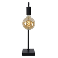 Lampe de table Lucide LEANNE, douille E27, 40W max, 220-240V, IP20, métal noir mat moderne, hauteur 52cm