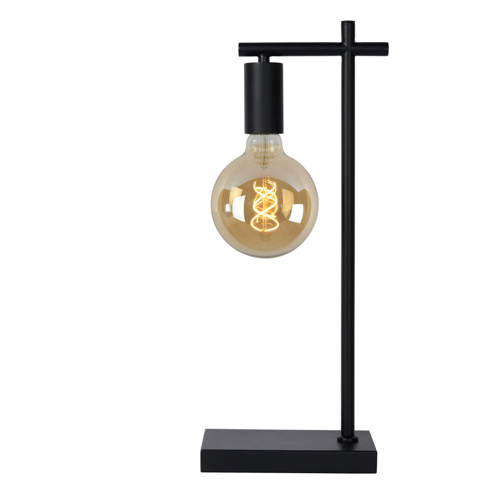 Lampe de table Lucide LEANNE, douille E27, 40W max, 220-240V, IP20, métal noir mat moderne, hauteur 52cm