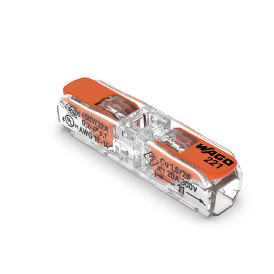 Wago borne de passage 2 voies 4mm² 221-2411 - 60 pièces, IP20, CE, RoHS, 220-240V AC, design compact