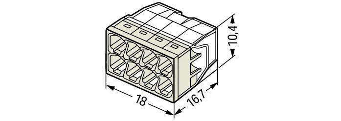 WAGO borne de connexion 8 fois pour fils de 0,5-2,5 mm², protection IP20, certifié CE, idéal pour les espaces compacts