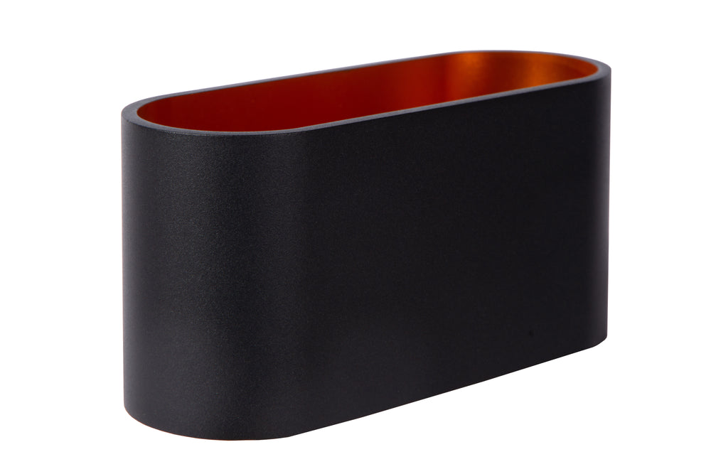 Applique murale Lucide XERA, design ovale moderne, 1xG9, éclairage haut et bas, Aluminium Noir, IP20