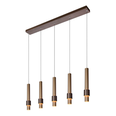 Lucide MARGARY LED hanglamp, dimbaar 5x4.2W 2700K 230V, aluminium koffiekleur afwerking, modern in hoogte verstelbaar
