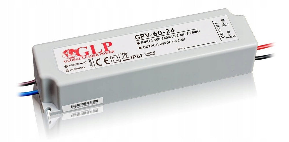 Adaptateur d’alimentation LED GLP 24V 60W 2.5A IP67 pilote étanche CE RoHS pour éclairage LED