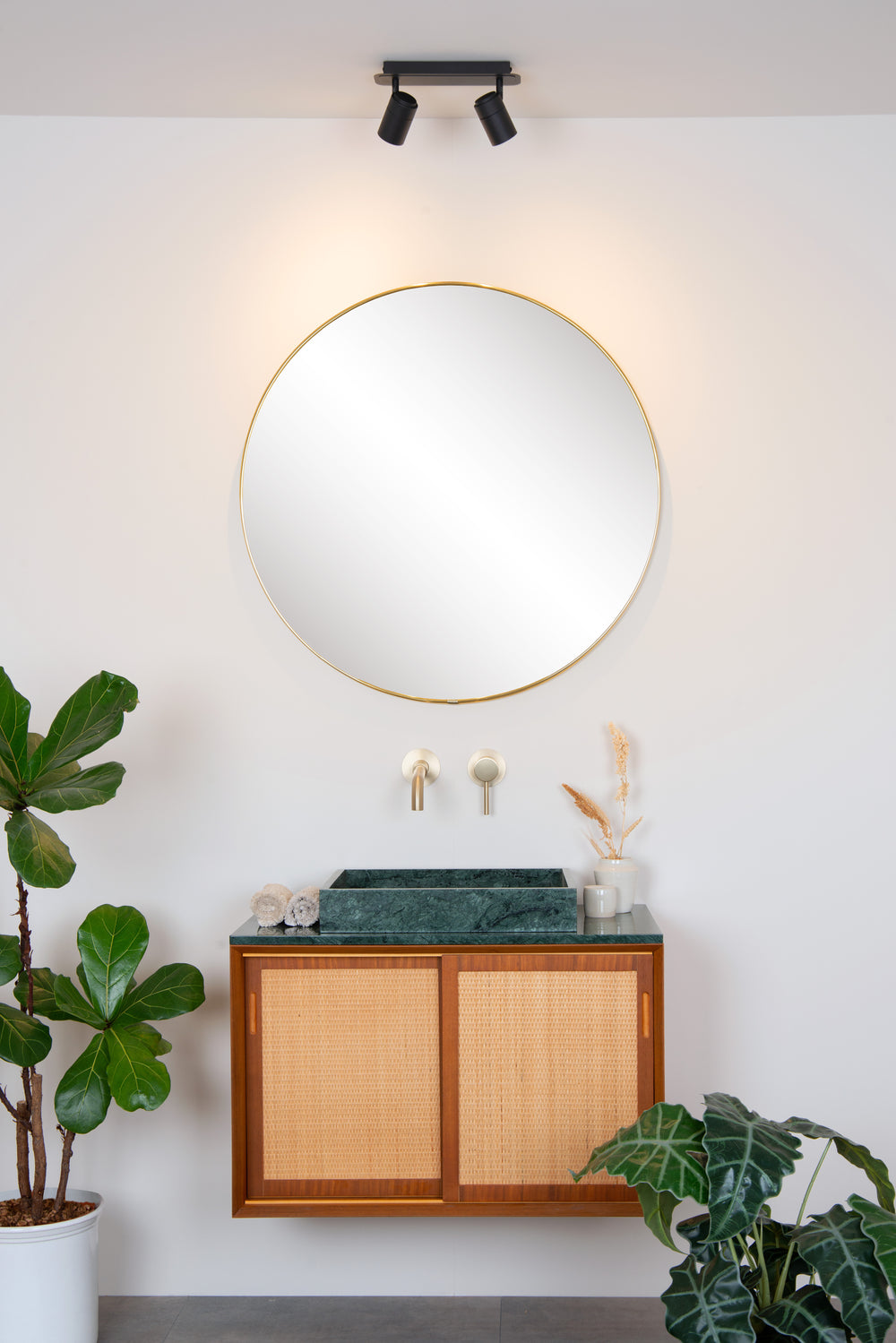 Lucide LENNERT LED badkamer plafonnière spot, 2x5W GU10 dimbaar, 3000K, IP44, Zand Mat Zwart