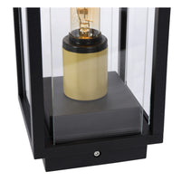 Lucide Laurens buiten sokkellamp, E27 fitting, IP54 waterdicht, Zwart metalen behuizing met glazen diffuser