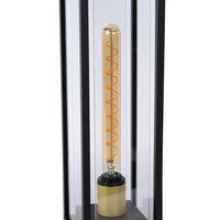 Lucide Laurens buiten sokkellamp, E27 fitting, IP54 waterdicht, Zwart metalen behuizing met glazen diffuser