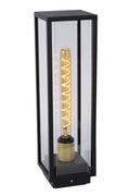 Lucide Laurens buiten sokkellamp, E27 fitting, IP54 waterdicht, Zwart metalen behuizing met glazen diffuser