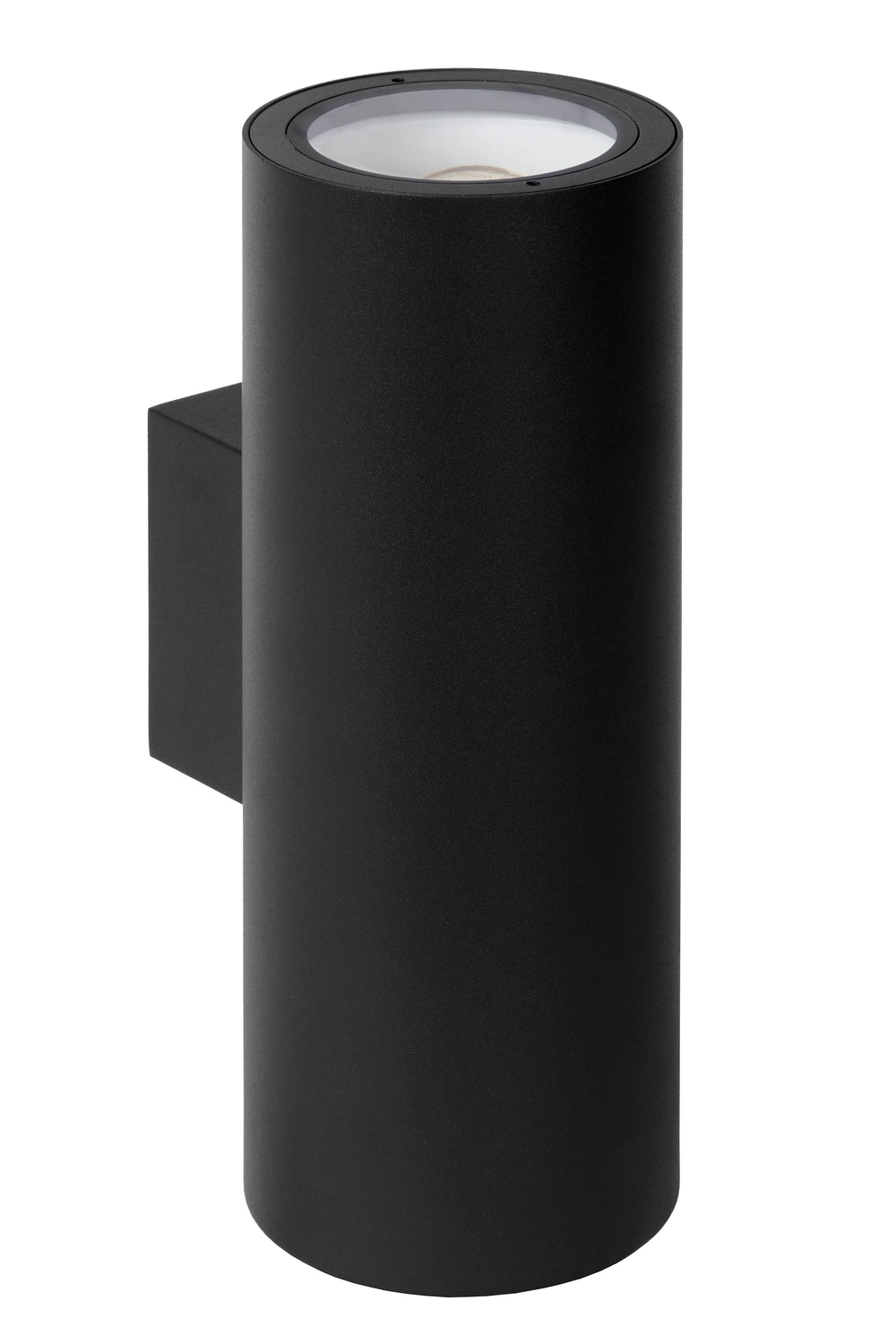 Lucide VOLANTIS Zwarte buitenwandlamp, 2xE27, IP54, uplight & downlight, moderne aluminium cilinder