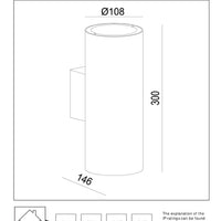 Lucide VOLANTIS Zwarte buitenwandlamp, 2xE27, IP54, uplight & downlight, moderne aluminium cilinder