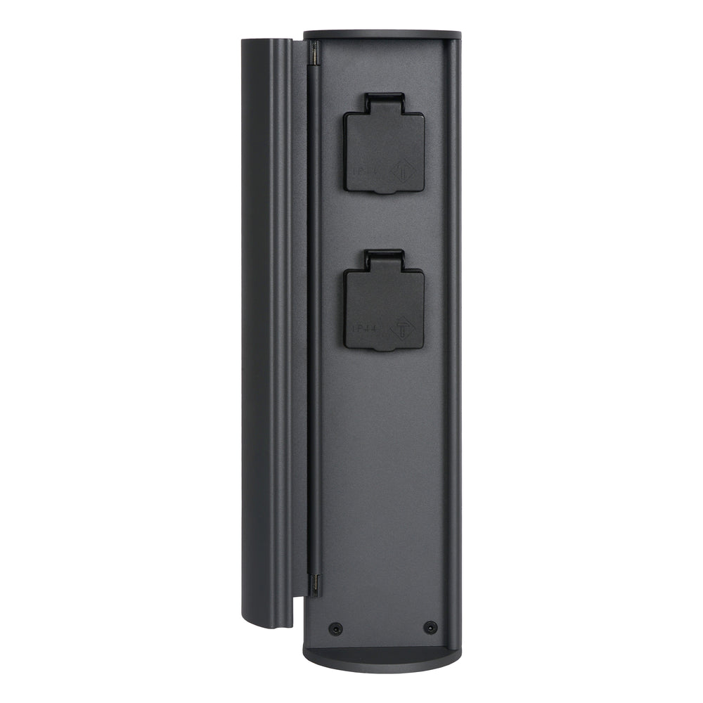 Lucide buiten stopcontactzuil IP44, Type F geaarde stopcontacten, aluminium antraciet afwerking, 40cm hoogte