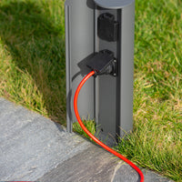 Lucide buiten stopcontactzuil IP44, Type F geaarde stopcontacten, aluminium antraciet afwerking, 40cm hoogte