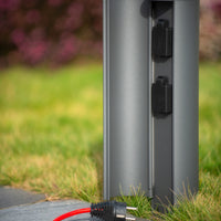Lucide buiten stopcontactzuil IP44, Type F geaarde stopcontacten, aluminium antraciet afwerking, 40cm hoogte