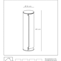 Lucide buiten stopcontactzuil IP44, Type F geaarde stopcontacten, aluminium antraciet afwerking, 40cm hoogte