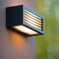 Lucide DIMO wandlamp Antraciet, binnen buiten, E27 fitting, IP54, rechthoekige aluminium behuizing