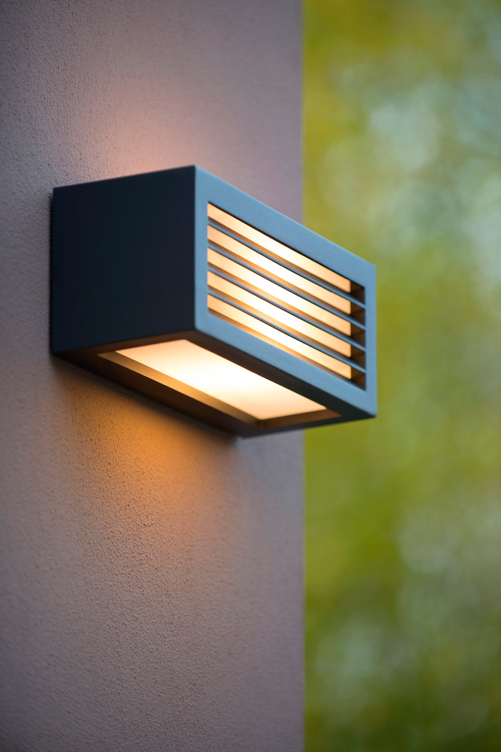 Lucide DIMO wandlamp Antraciet, binnen buiten, E27 fitting, IP54, rechthoekige aluminium behuizing