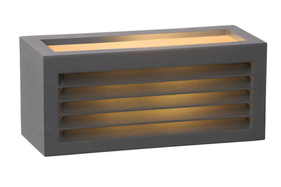 Lucide DIMO wandlamp Antraciet, binnen buiten, E27 fitting, IP54, rechthoekige aluminium behuizing