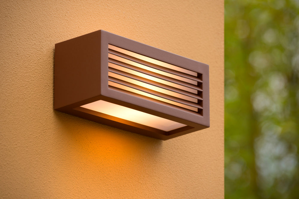 Lucide DIMO buitenwandlamp Antraciet, E27 fitting, IP54, aluminium behuizing, 220-240V, modern box design