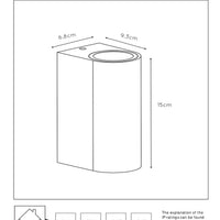 Applique murale Lucide BOOGY intérieur extérieur 2xGU10 IP44 aluminium rouille moderne éclairage haut bas