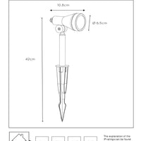 Projecteur de jardin LED Lucide SPIKE, 1x5W GU10 3000K, dimmable, IP54 Luminaire d’extérieur en aluminium noir