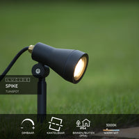 Projecteur de jardin LED Lucide SPIKE, 1x5W GU10 3000K, dimmable, IP54 Luminaire d’extérieur en aluminium noir